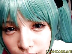 Blu hatsune haired miko creampied
